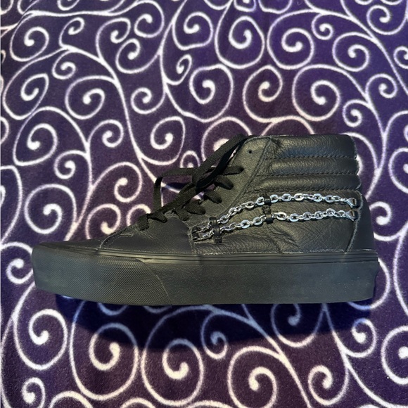 Black Platform Vans w/Detachable Chains Women’s Sz 10.5/Men’s Sz 9 - Picture 5 of 12
